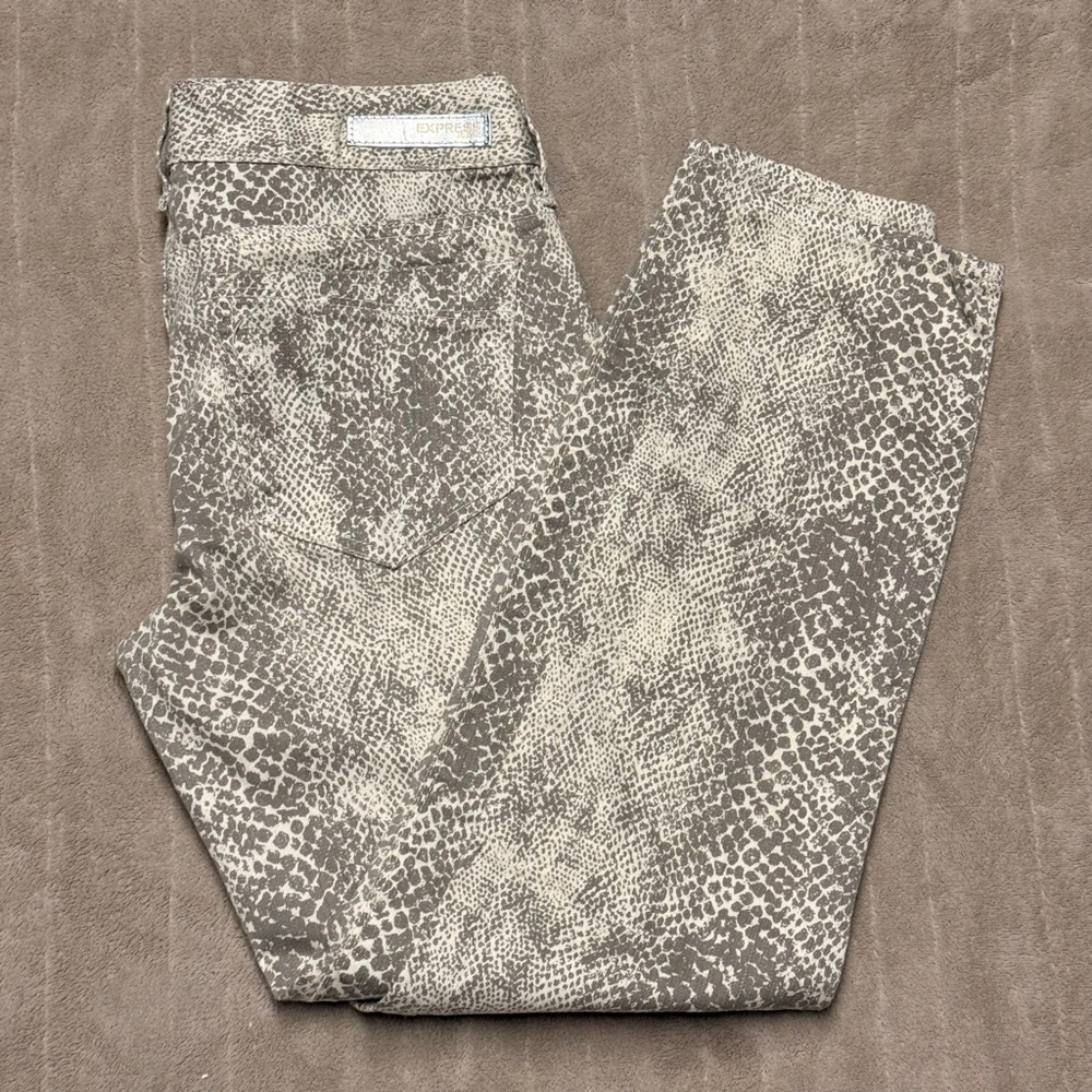 Girls Express Ankle Jeans Size‎ 4 Gray White Snake Print